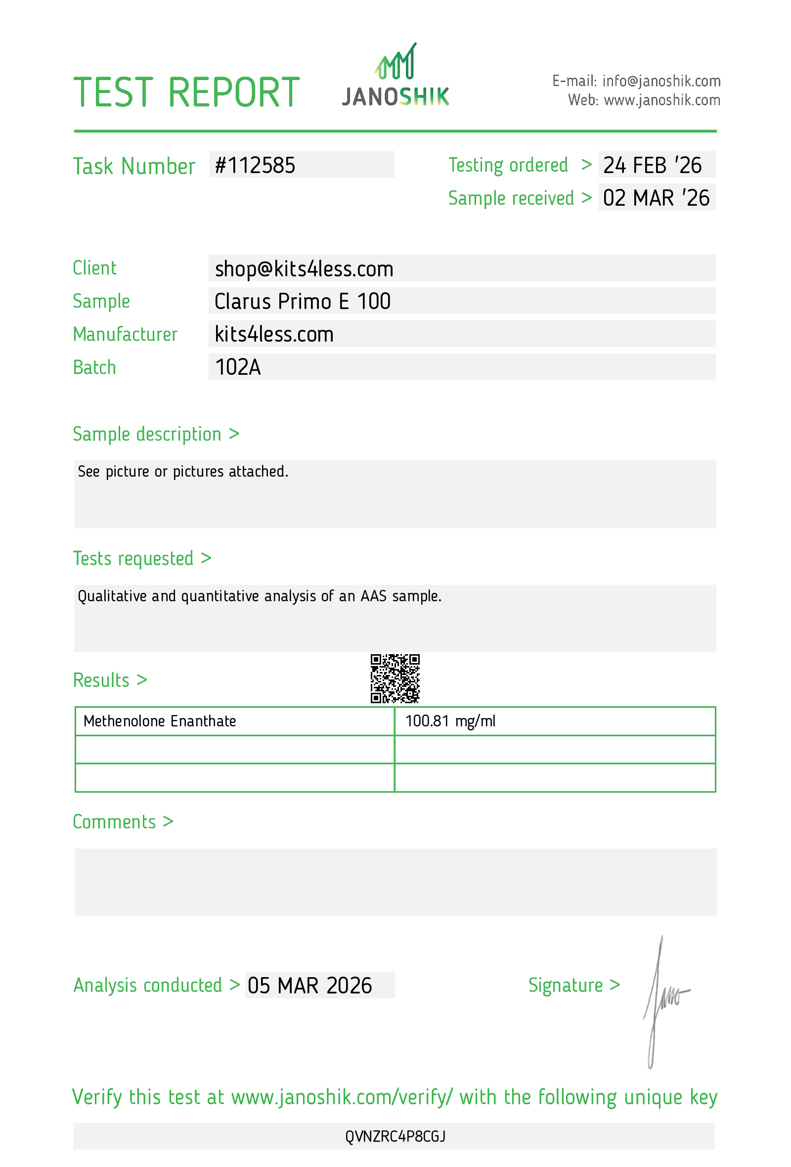 Test Report #112585