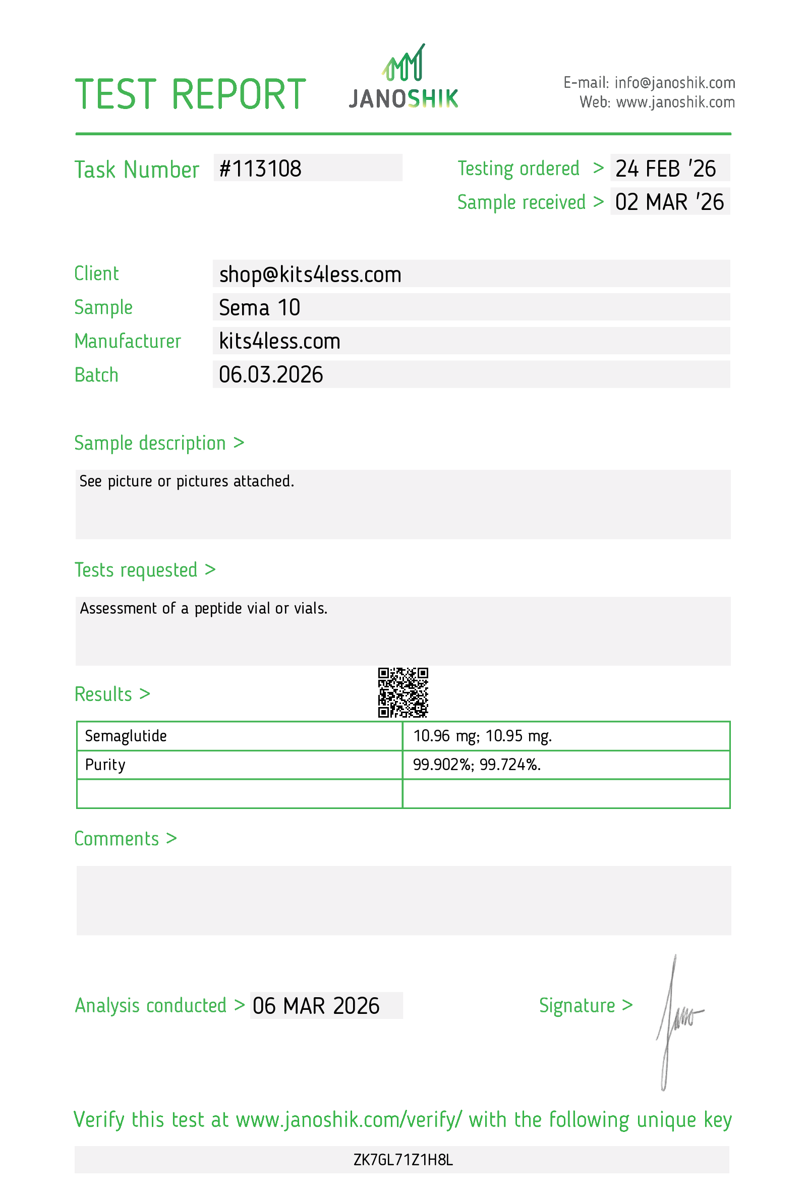 Test Report #113108