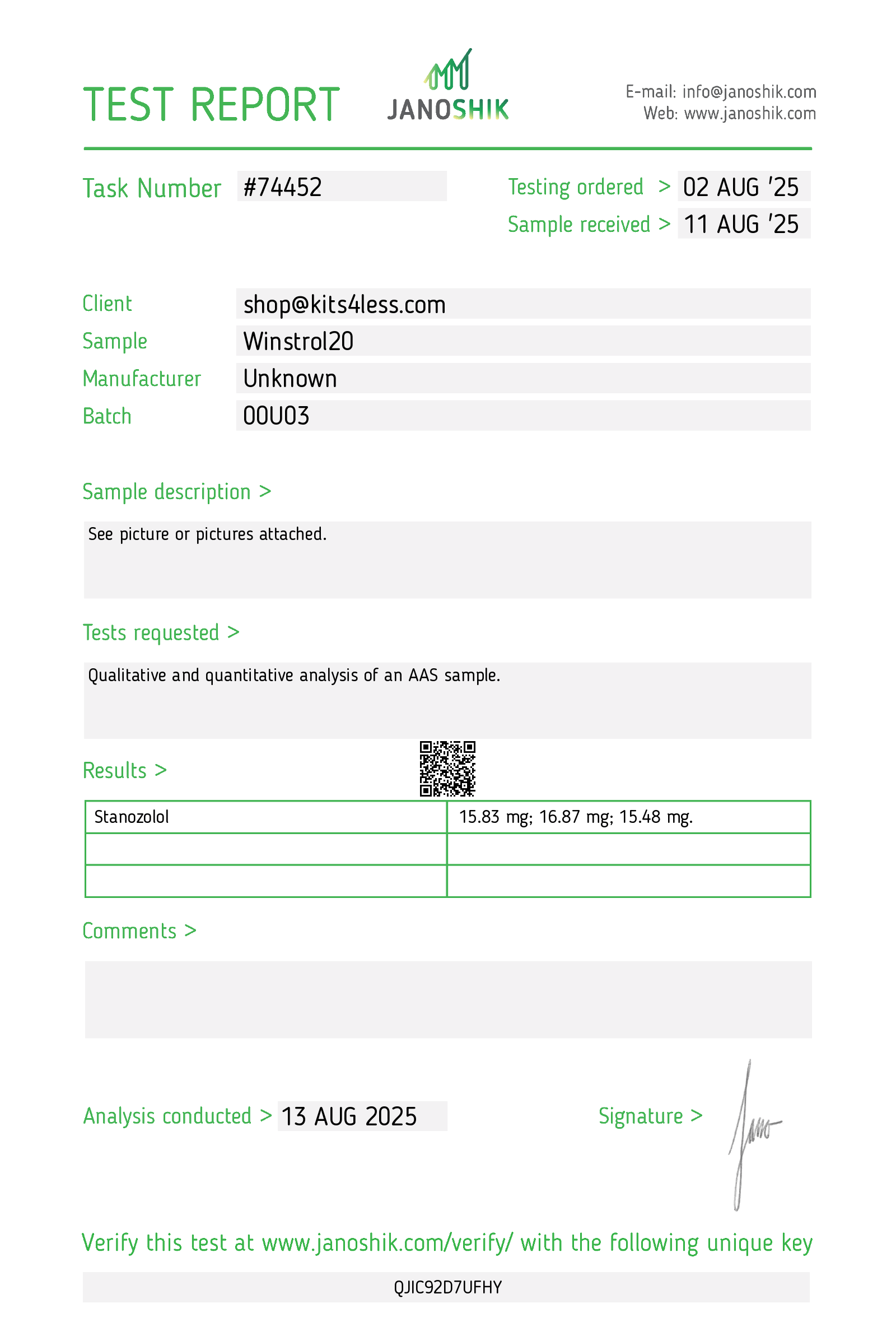 Test Report #74452